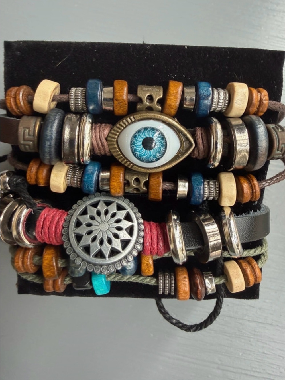 Two bracelets Evil Eye Bead Bracelet Unisex Blue and Brown